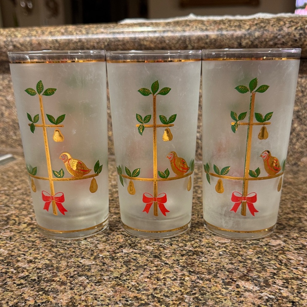 Culver Partridge In A Pear Tree Highball Glasses Set Of 3